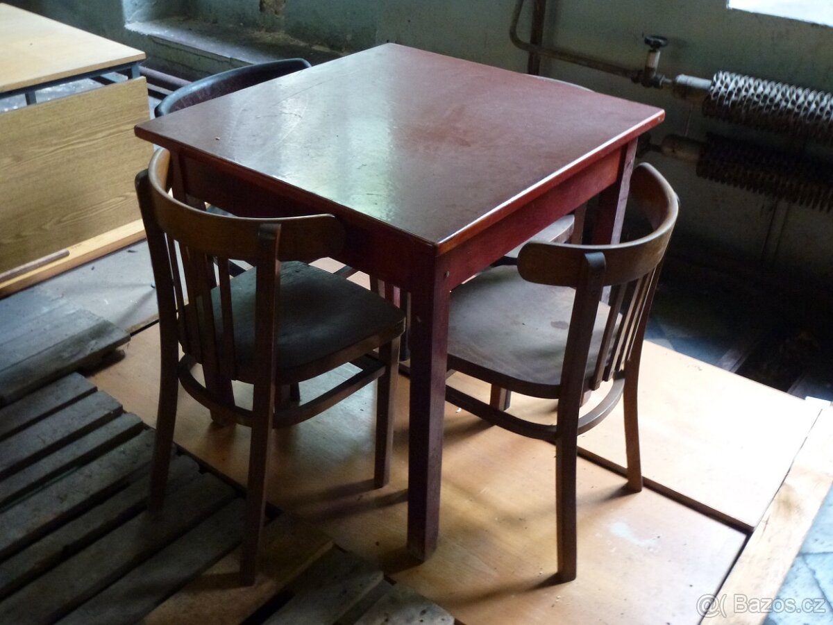Retro dřevěné židle a stůl - 3