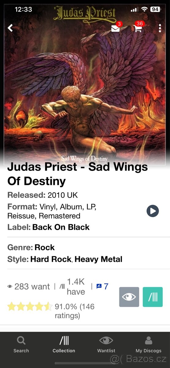 Judas Priest- Sad Wings of Destiny Lp 2010 UK - 3