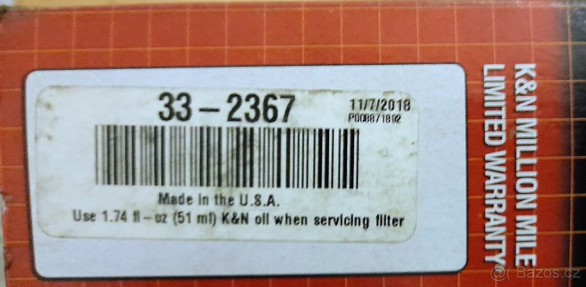 Vzduchový filtr K&N FILTERS 33-2367 BMW - 3