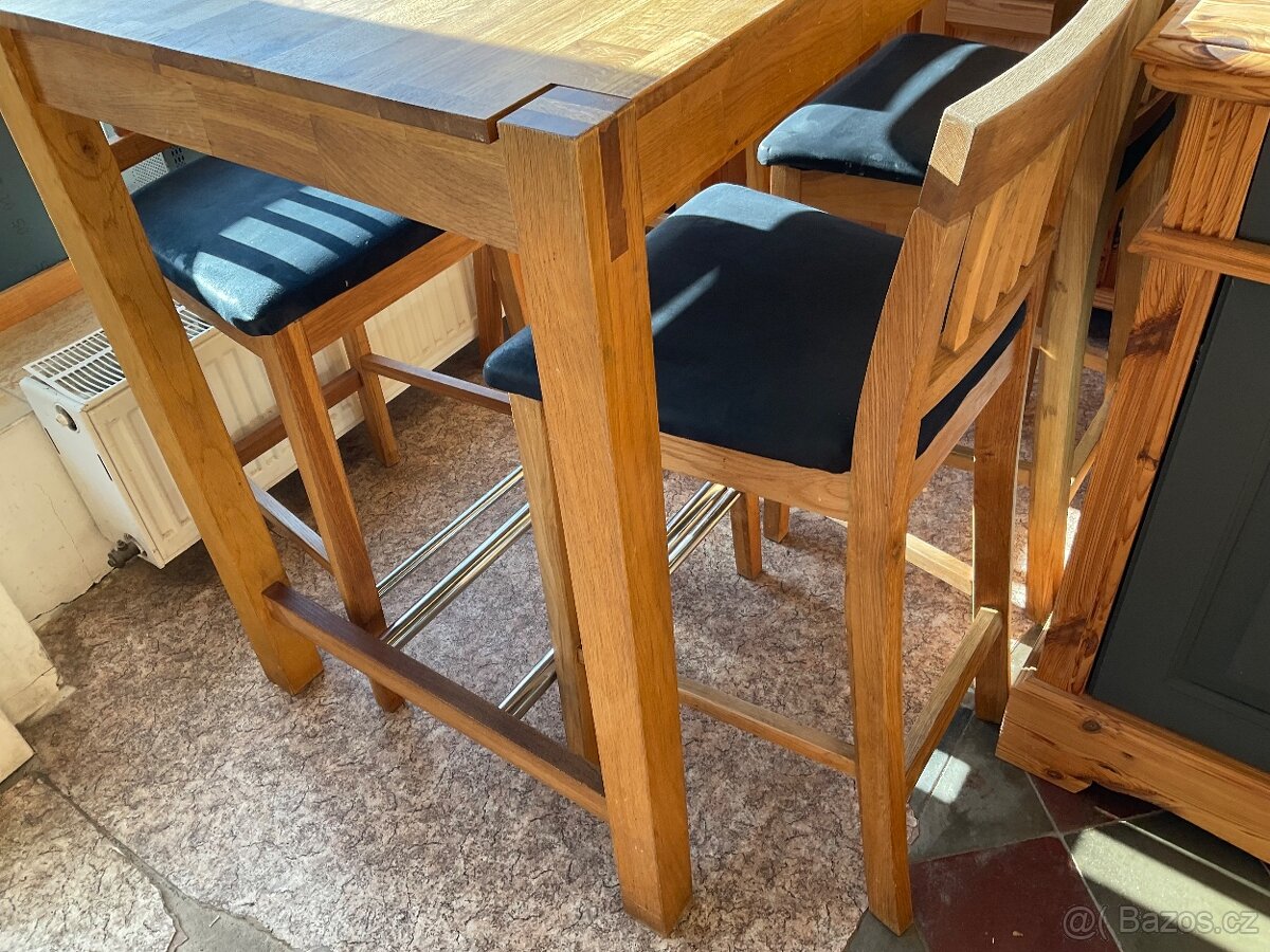 Zvýšený dubový stůl 4 židle - 3