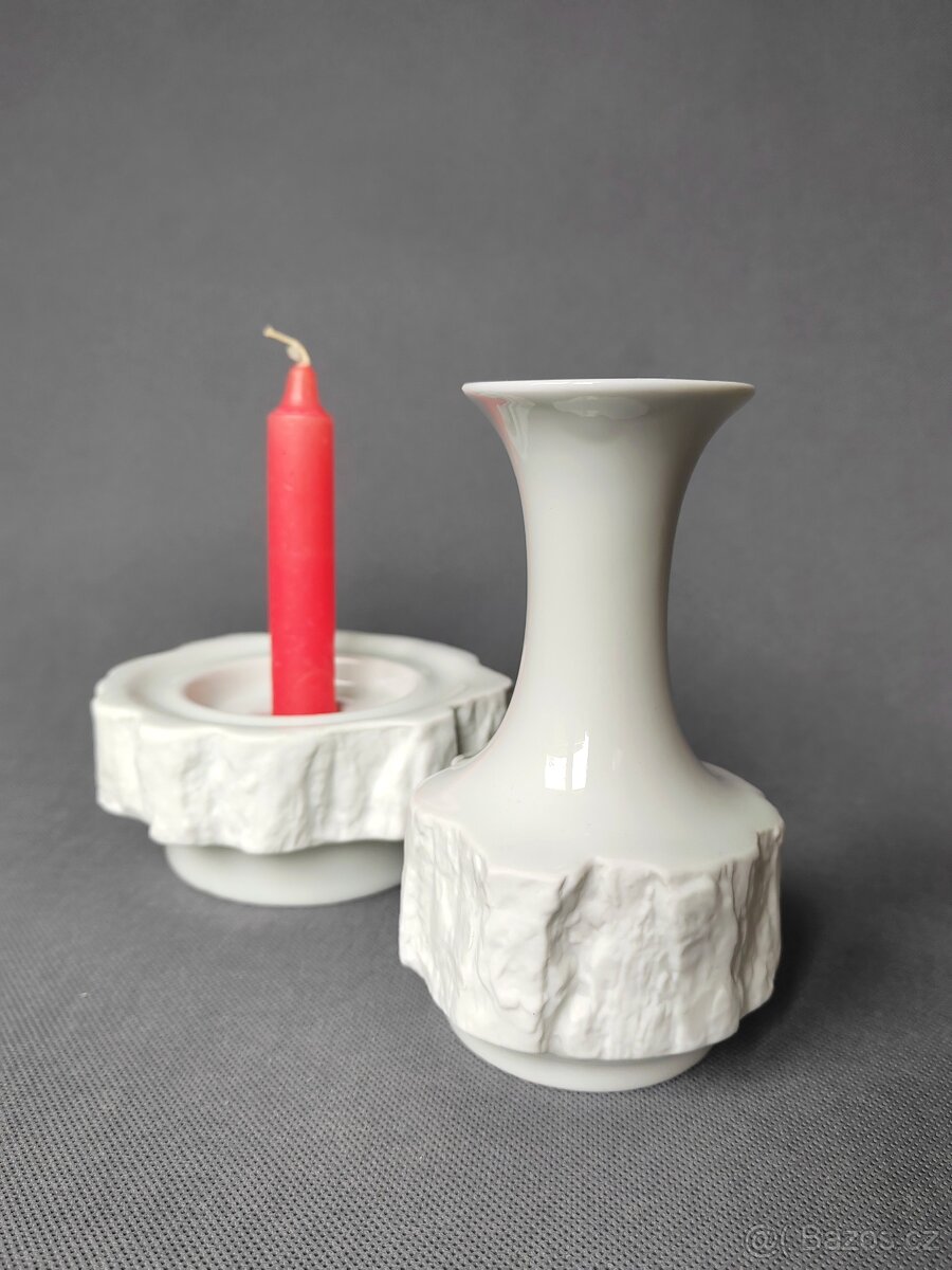 Sada neobvyklého porcelánu svícen+váza Bareuther Waldsassen - 3