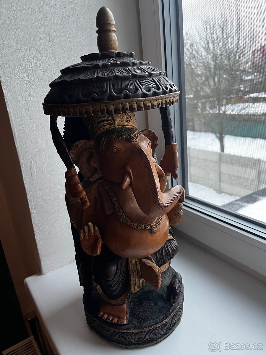 Ďrevěná soška Ganesha - 3