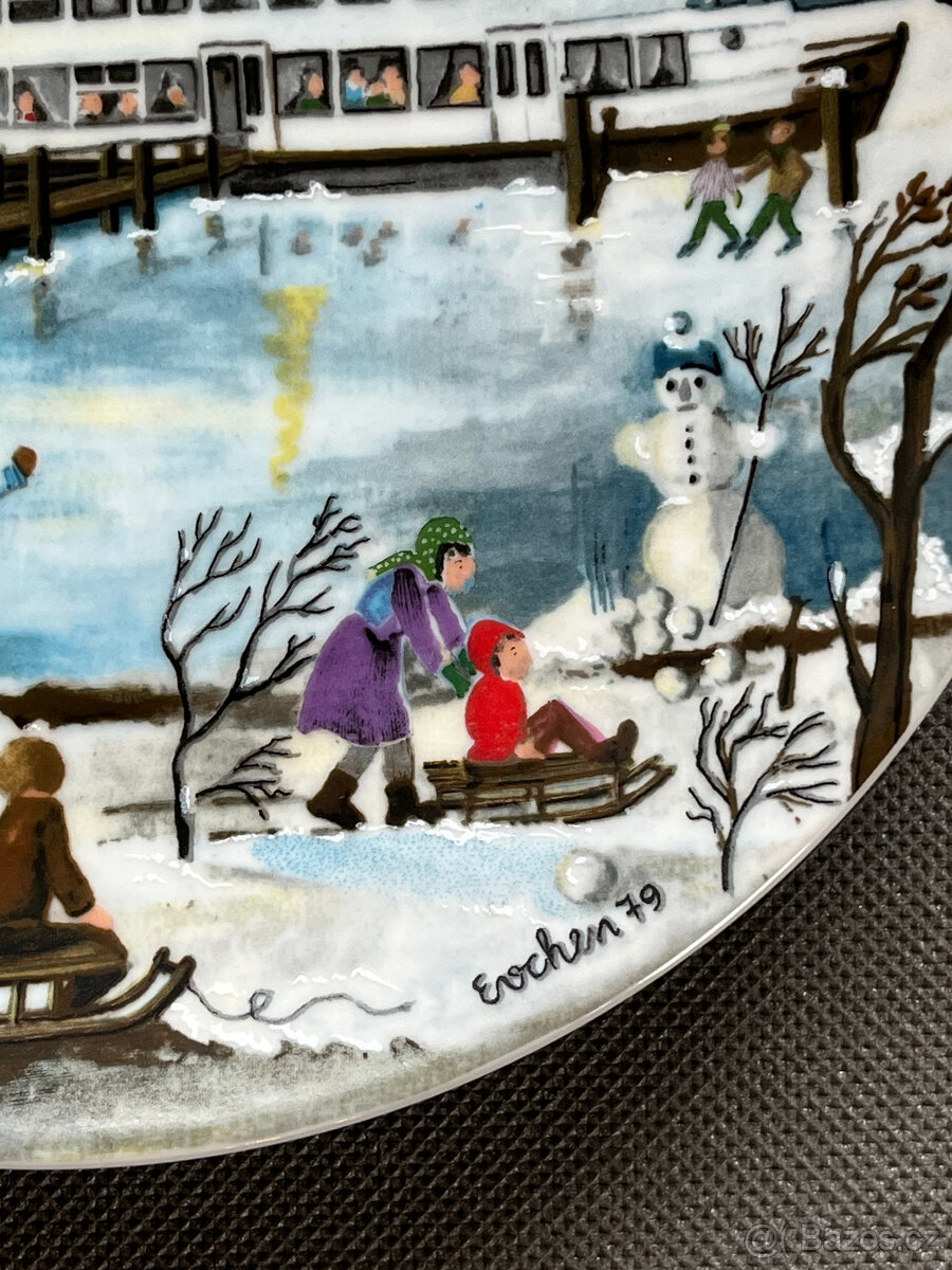 Sběratelský talíř 24 cm Roční období Zima, Scherzer - 3