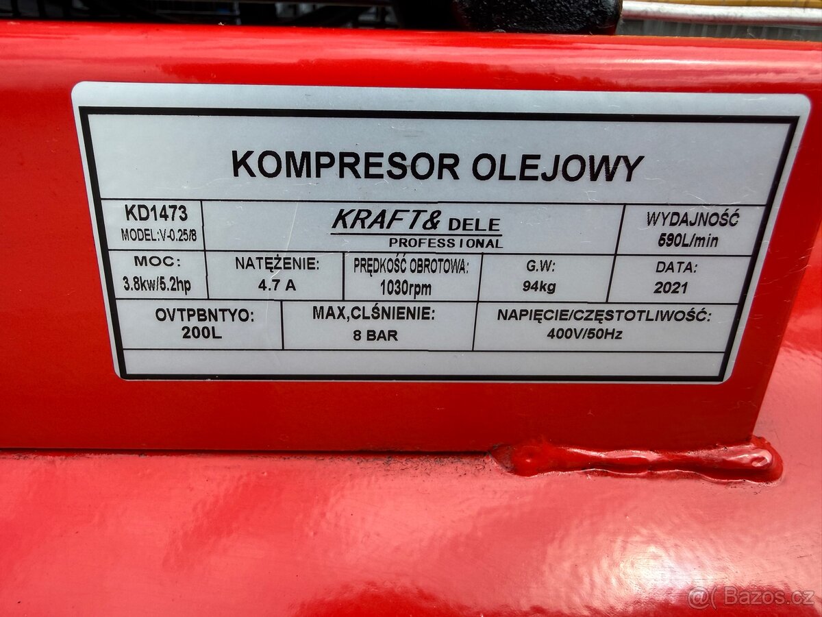Kompresor 2 pístový zásobník 200l - 3