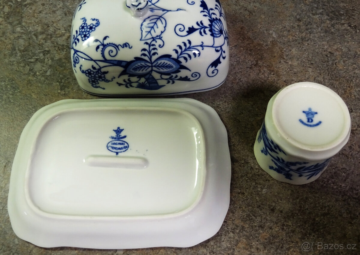 Cibulák porcelán máslenka hranatá velká, dóza na cukr - 3