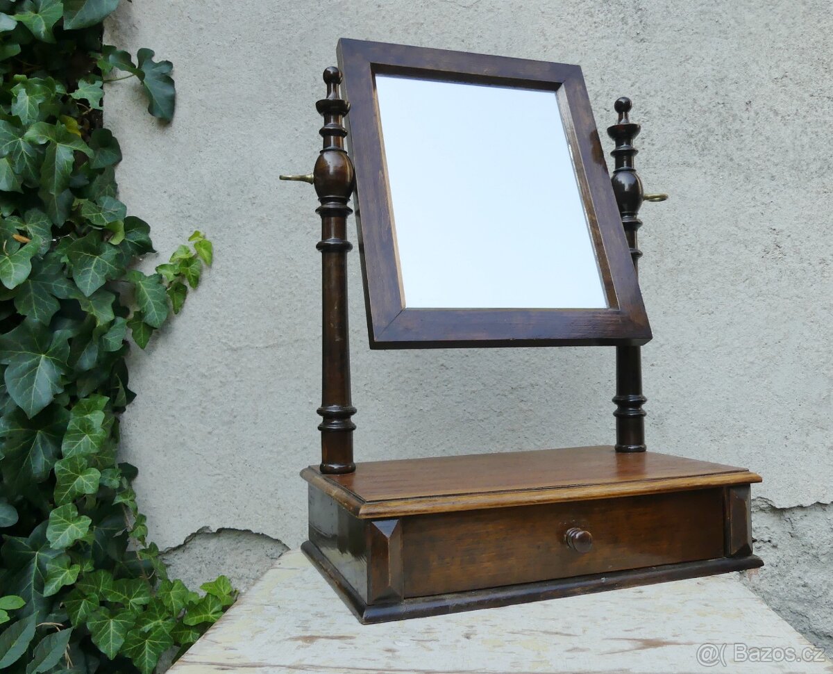 Art Deco toaletka, toaletní zrcadlo s šuplíkem - 3