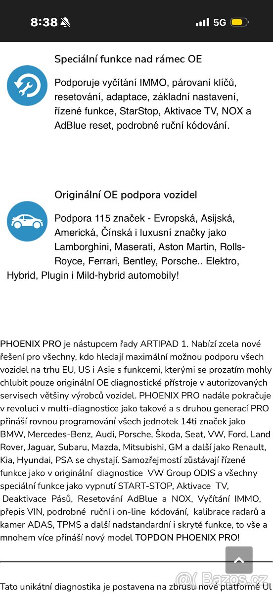 Prodám profi diagnostiku topdon Phoenix pro - 3