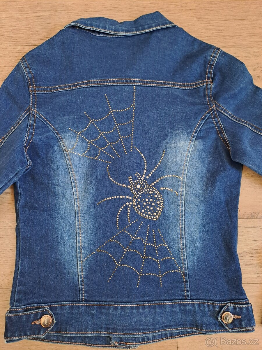 Džínová bundička vel. 12 let pavouček - 3