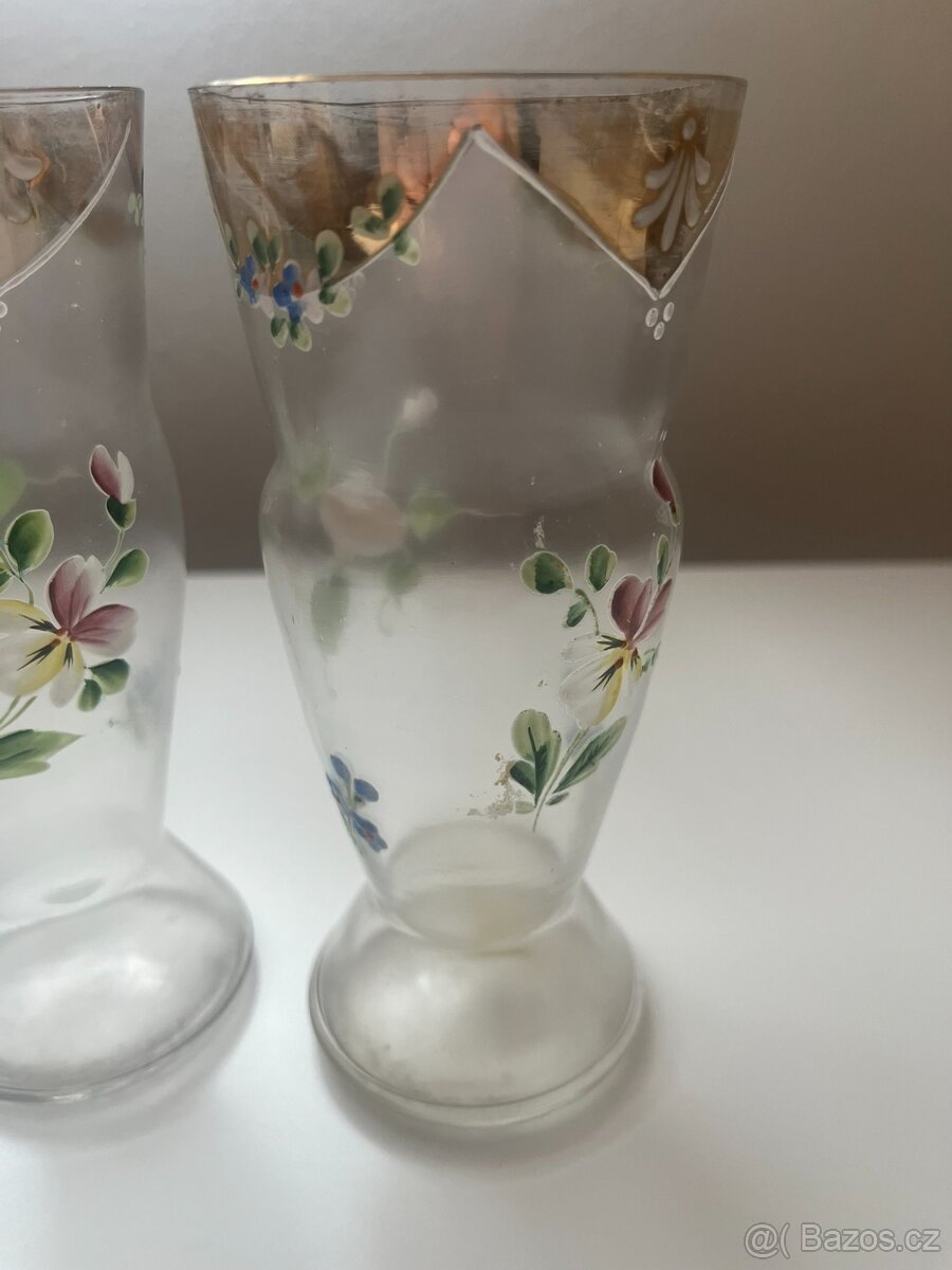 Starožitná malovaná sklenice, 2 ks - 3