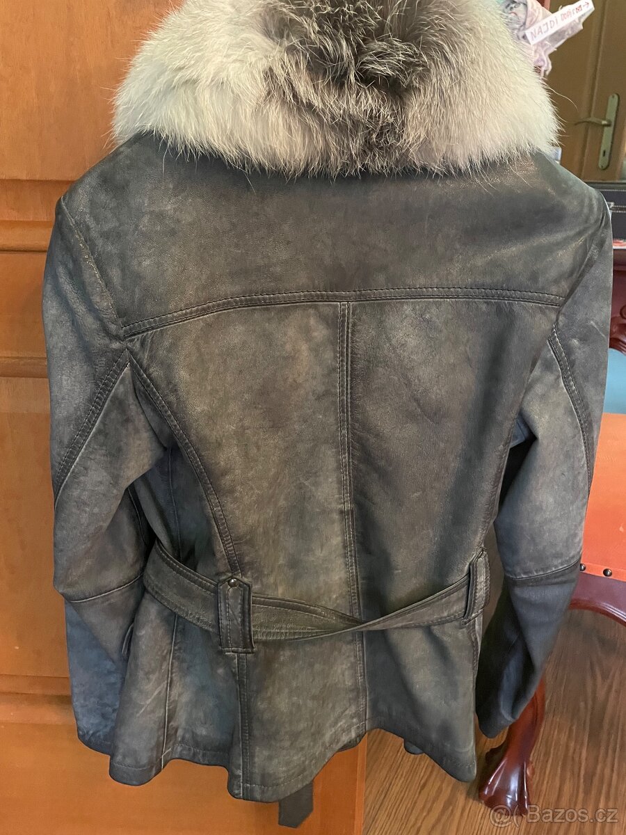 Kožené sako zn.Kara s kožešinovým límcem - 3