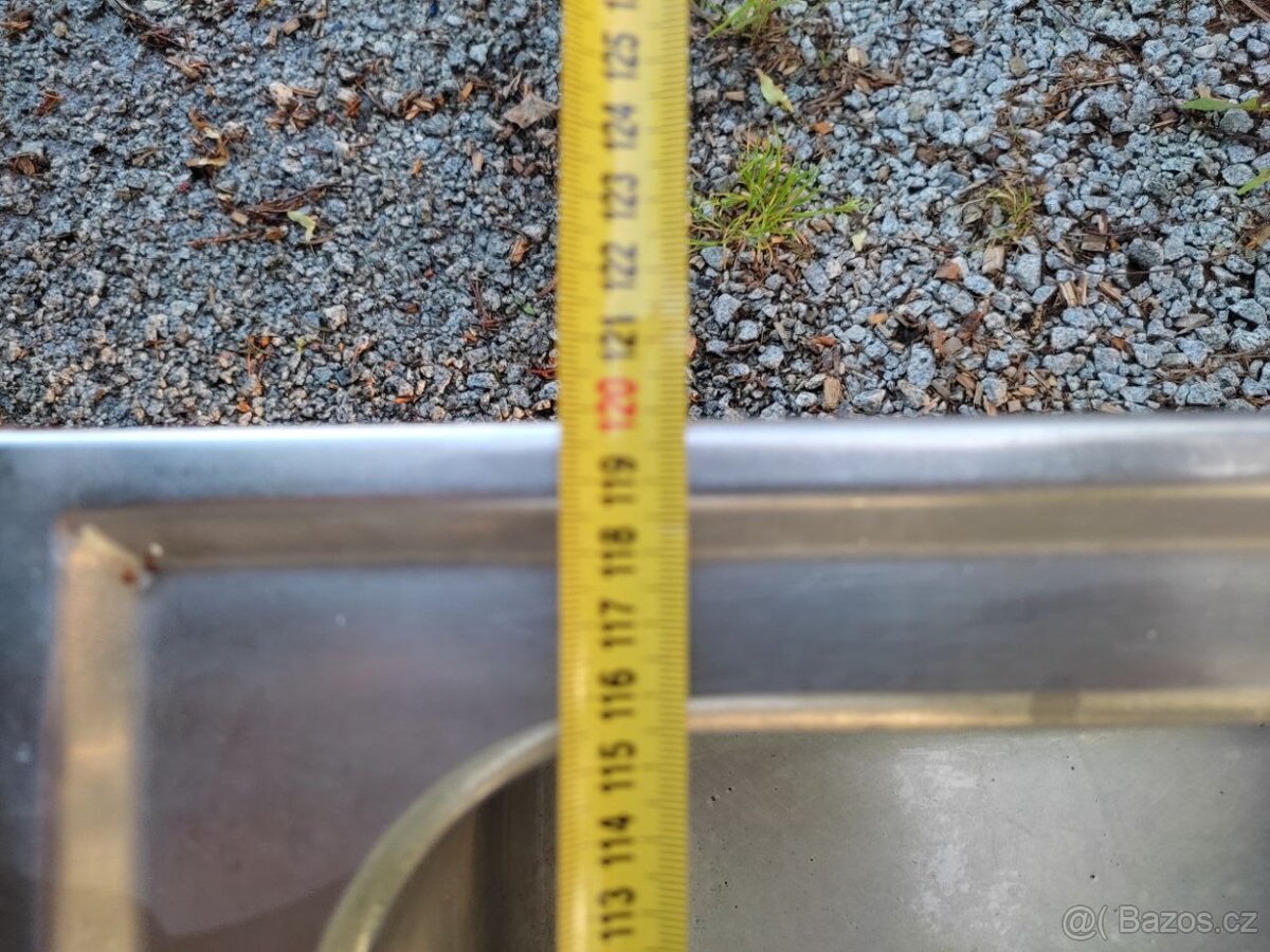 nerezový trojdřez, police na gastro nádoby, dvojdřez - 3