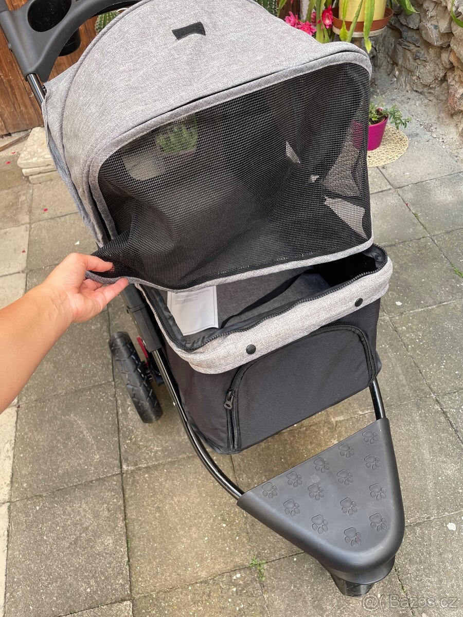 Kočár pro psa PawHut Quido černá + šedá - 3