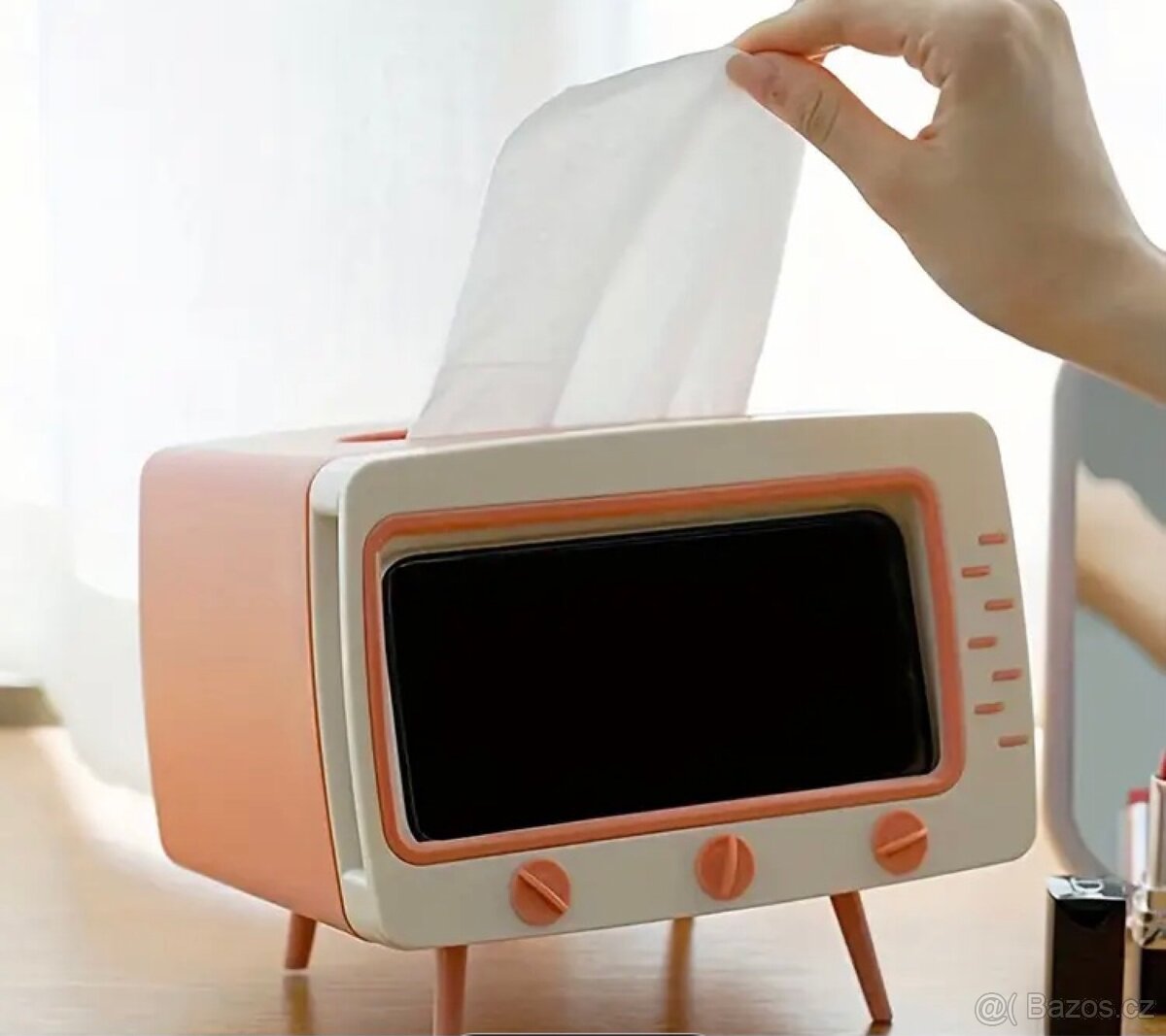 Šedý držák na mobil a ubrousky ve tvaru TV - 3