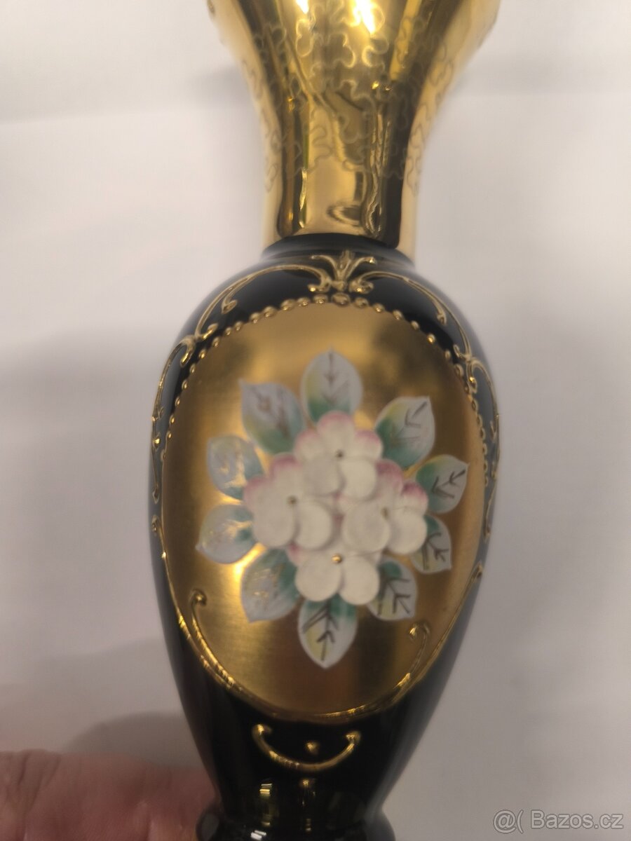 Váza - smalt + zlato - Nový Bor, výška 15,7 cm - 3