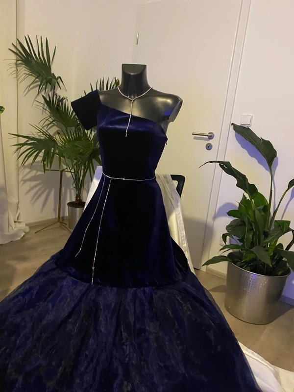 Guess sametove korzetove saty maturitni modre 36 - 3