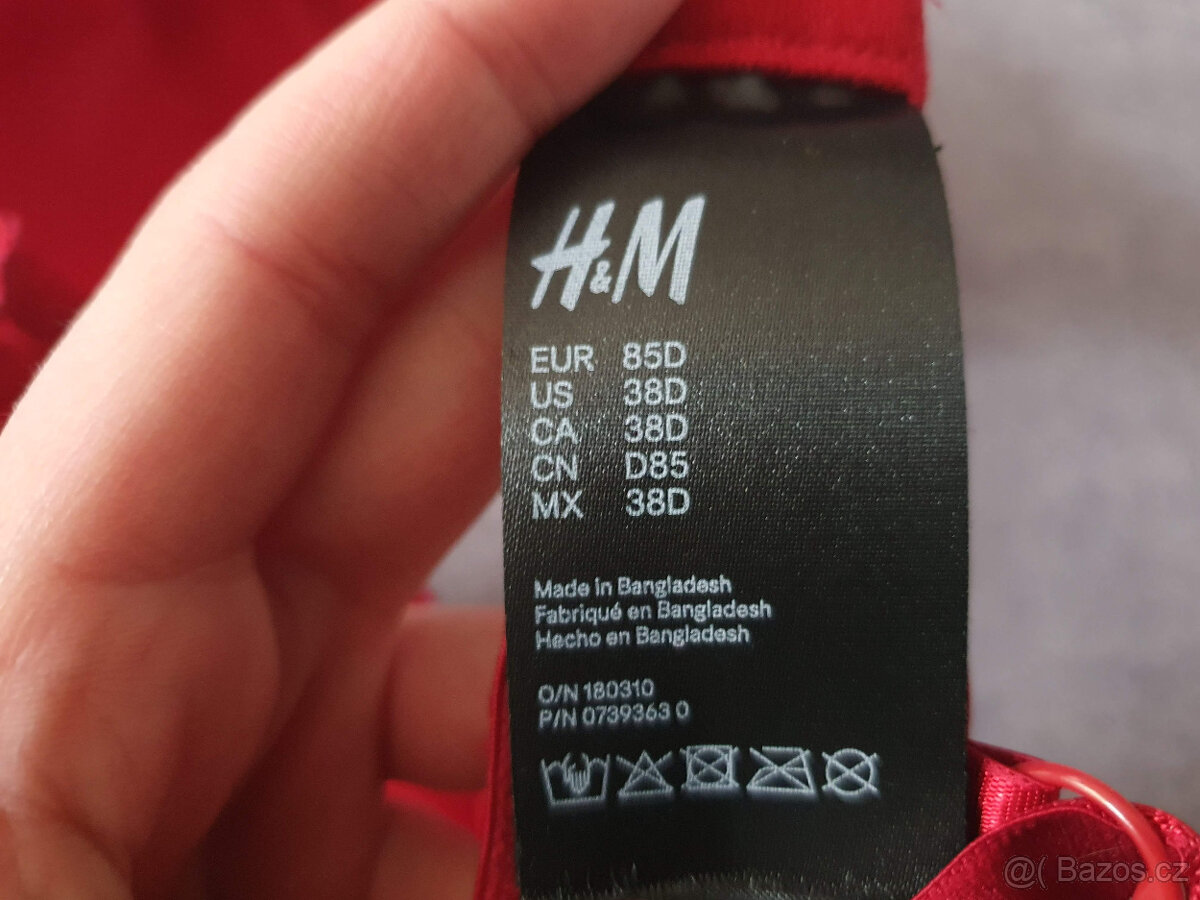 H&M červená podprsenka, vel. 85D (38D) - 3