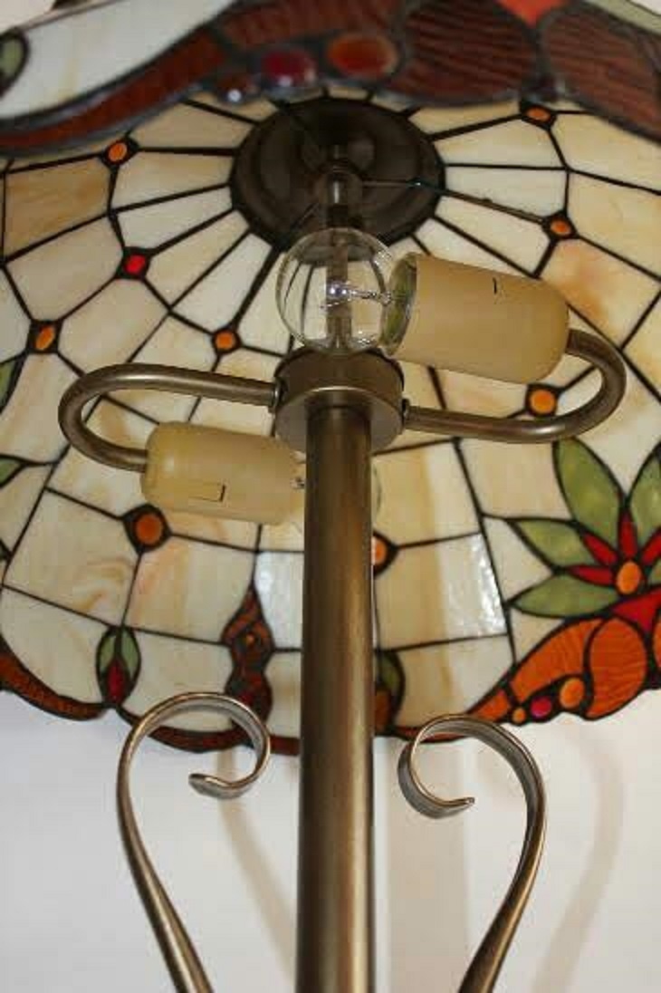 Vitrážová Tiffany stojací lampa-nová 2xE27-průměr 41 cm - 3