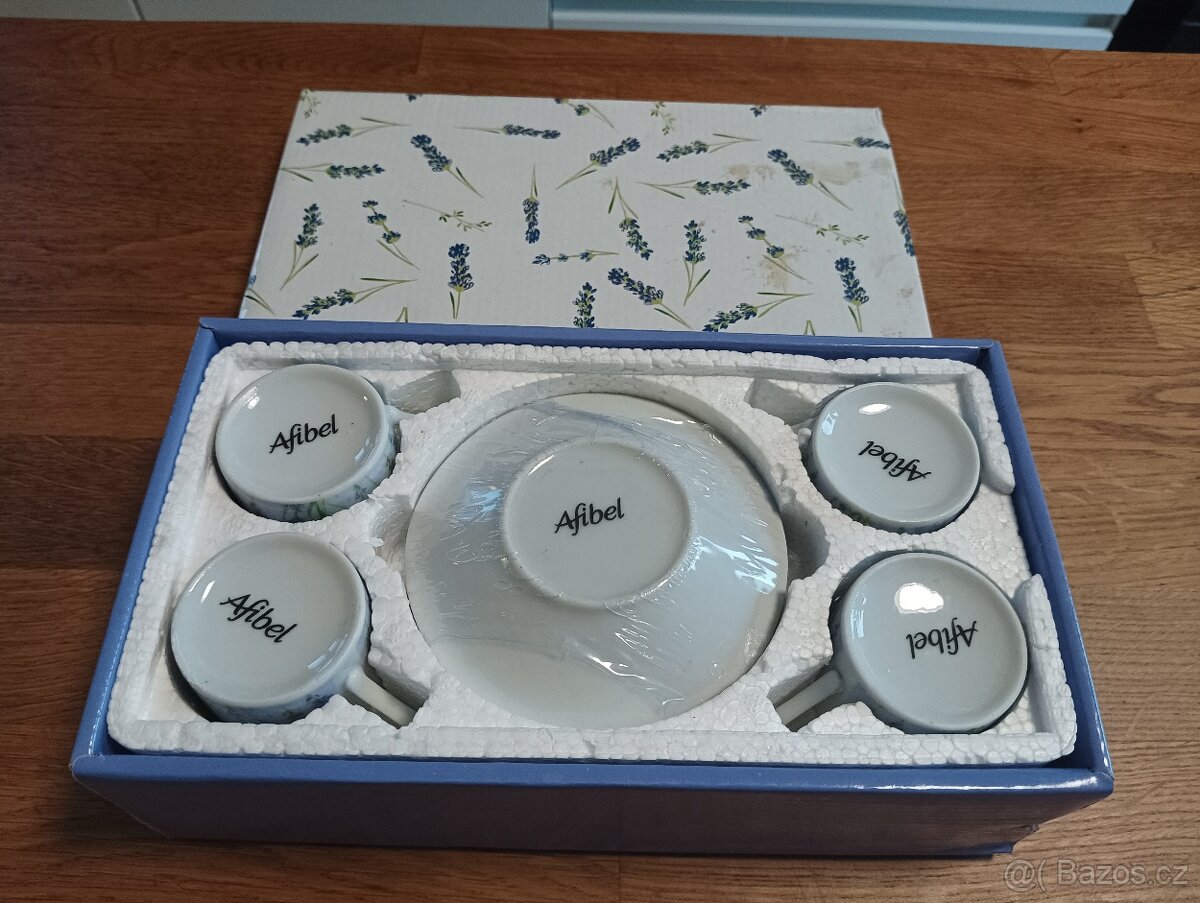 VINTAGE PORCELÁNOVÁ KÁVOVÁ SOUPRAVA AFIBEL FRANCIE - 3