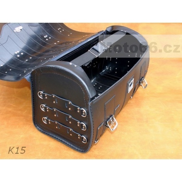 Kožený kufr se zámkem - válec na chopper 56cm typ 15A - 3
