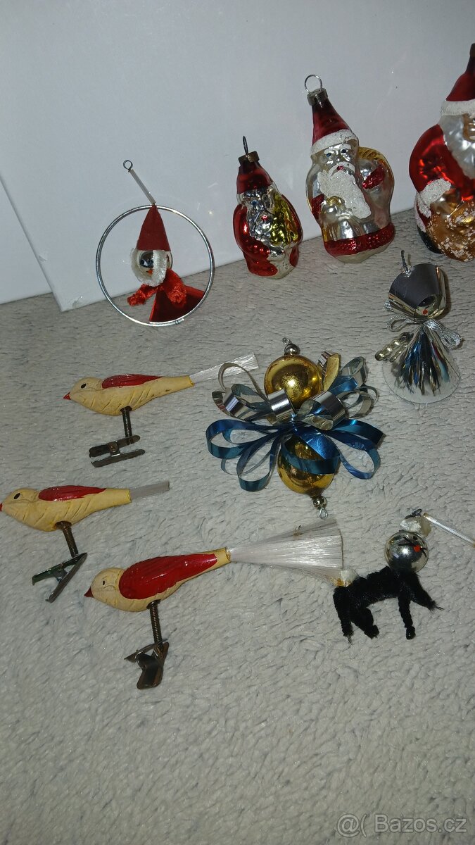 Staré Vánoční ozdoby - muchomůrky, ptáčci atd dle fotek - 3