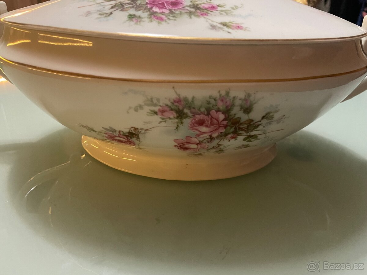 Starožitná porcelánová mísa s víkem – Rakousko-Uhersko, cca - 3