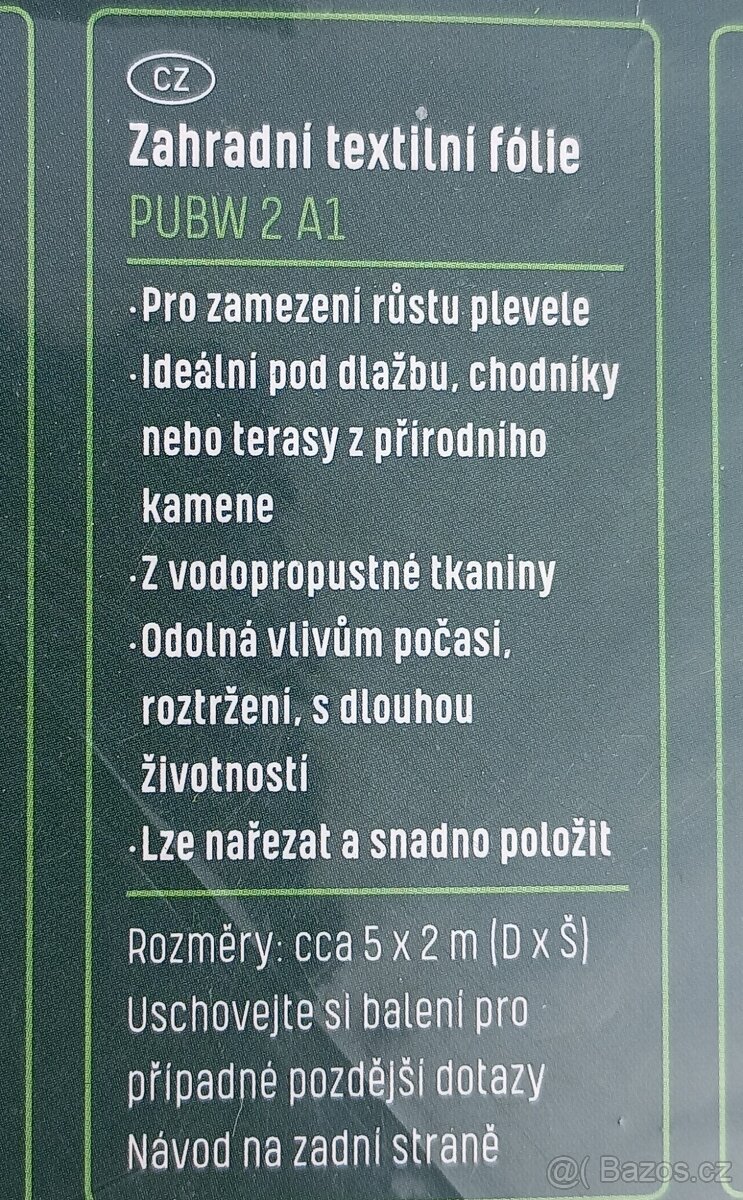 PARKSIDE® Zahradní textilní fólie, 2 x 5 m. Nová nepoužitá - 3