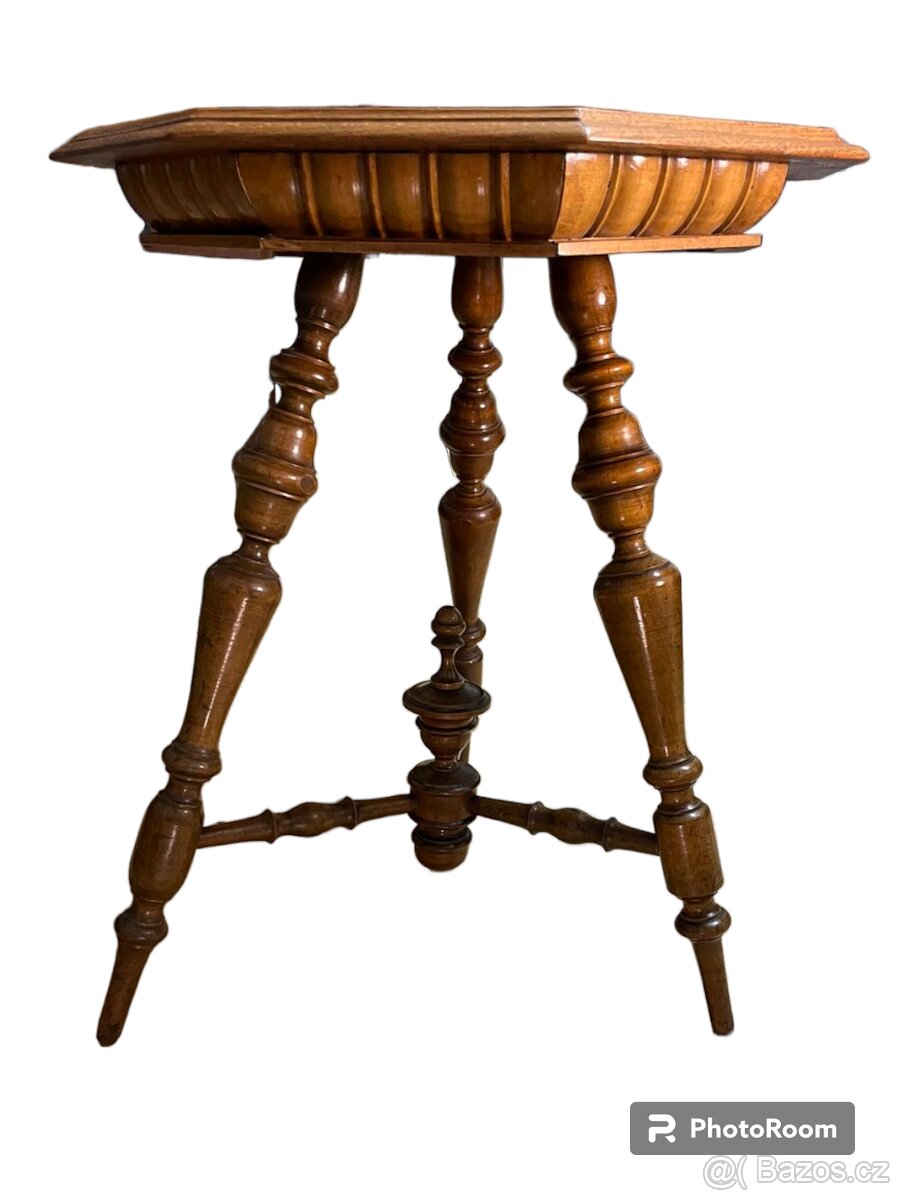 Intarzovaný odkládací konferenční stolek masiv – historismus - 3