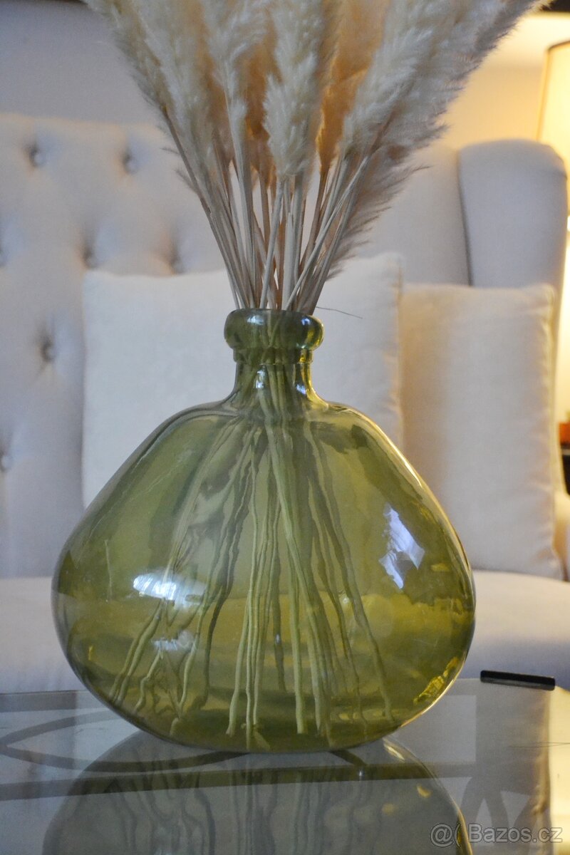 Skleněná váza zelené sklo - 3