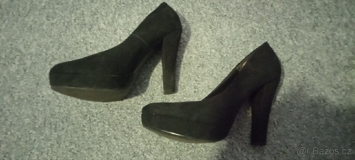 Lodičky černé semišové - 3