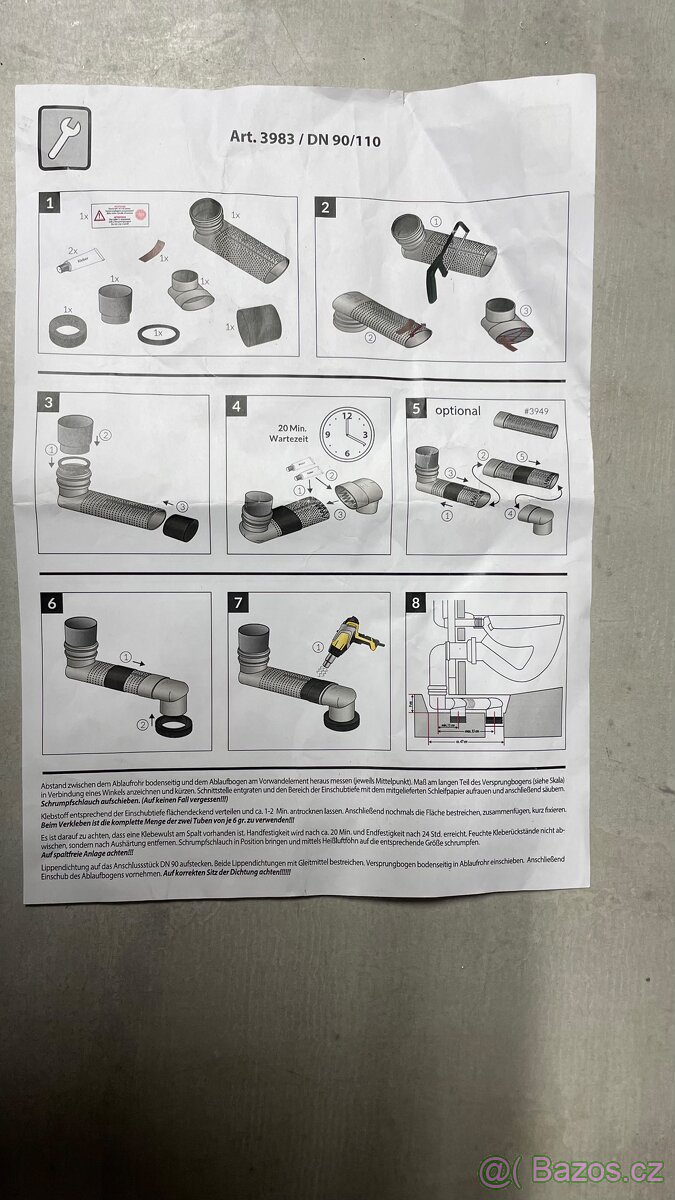 HAAS DN 90/110, připojovací trubka pro závěsné WC - 3