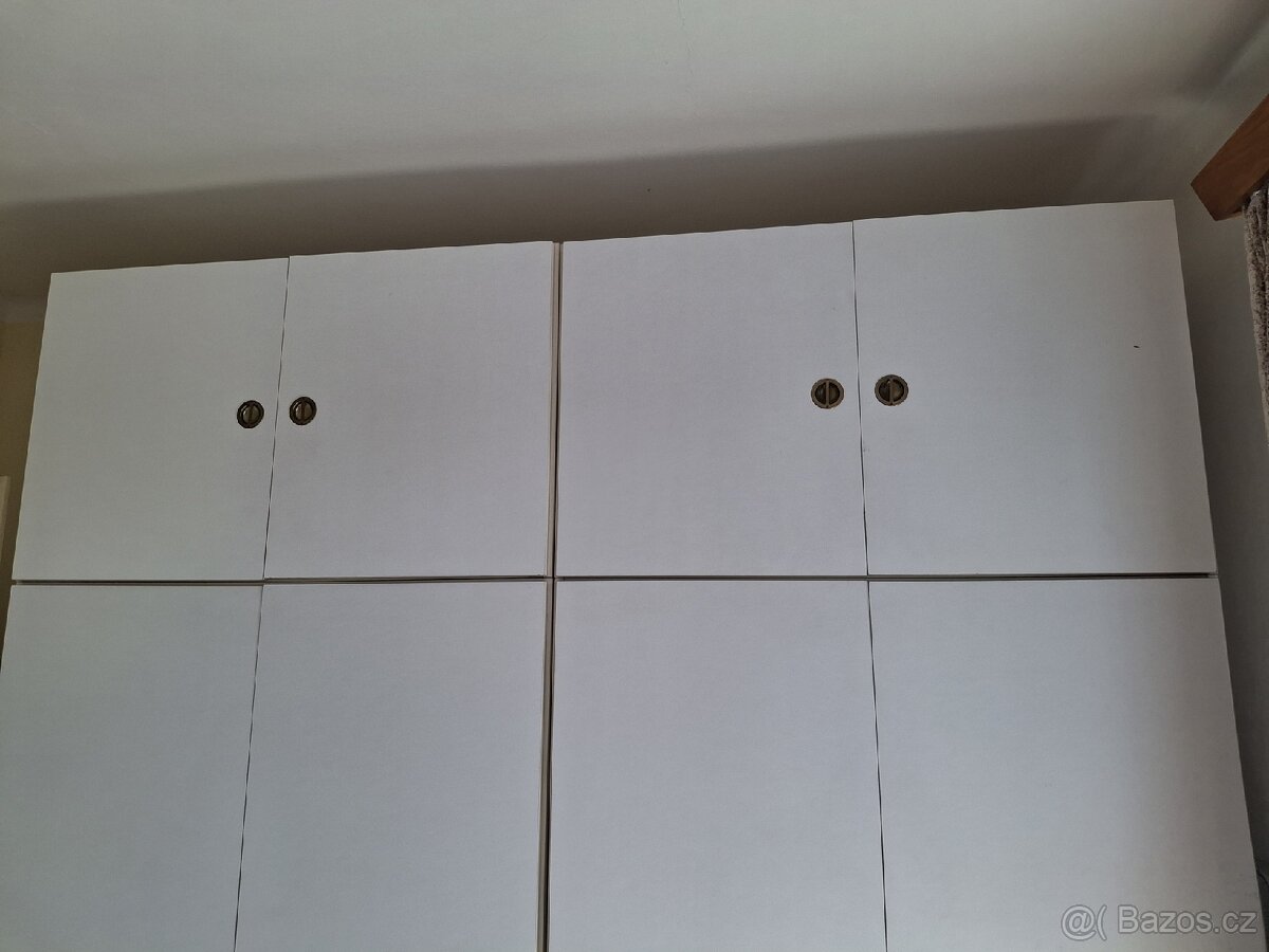 Šatní skříně 2ks vč. 2ks nastavec z lamina bílá - 3