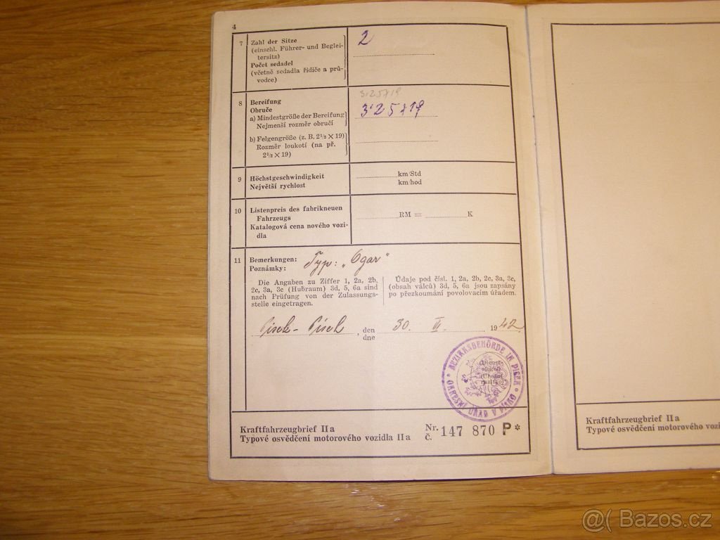 Prodám protektorátní tp Ogar 250 - 3