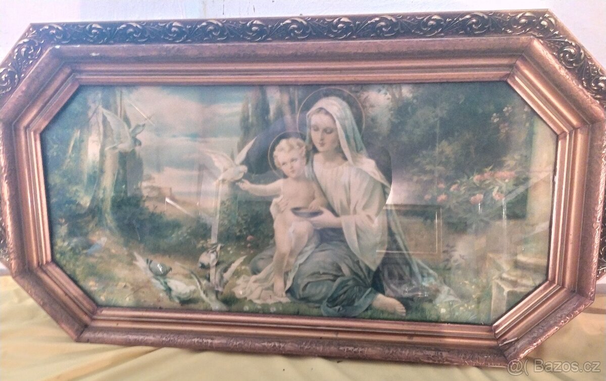 Nabízím sakrální obrazy ve větších zdobných rámech - 3