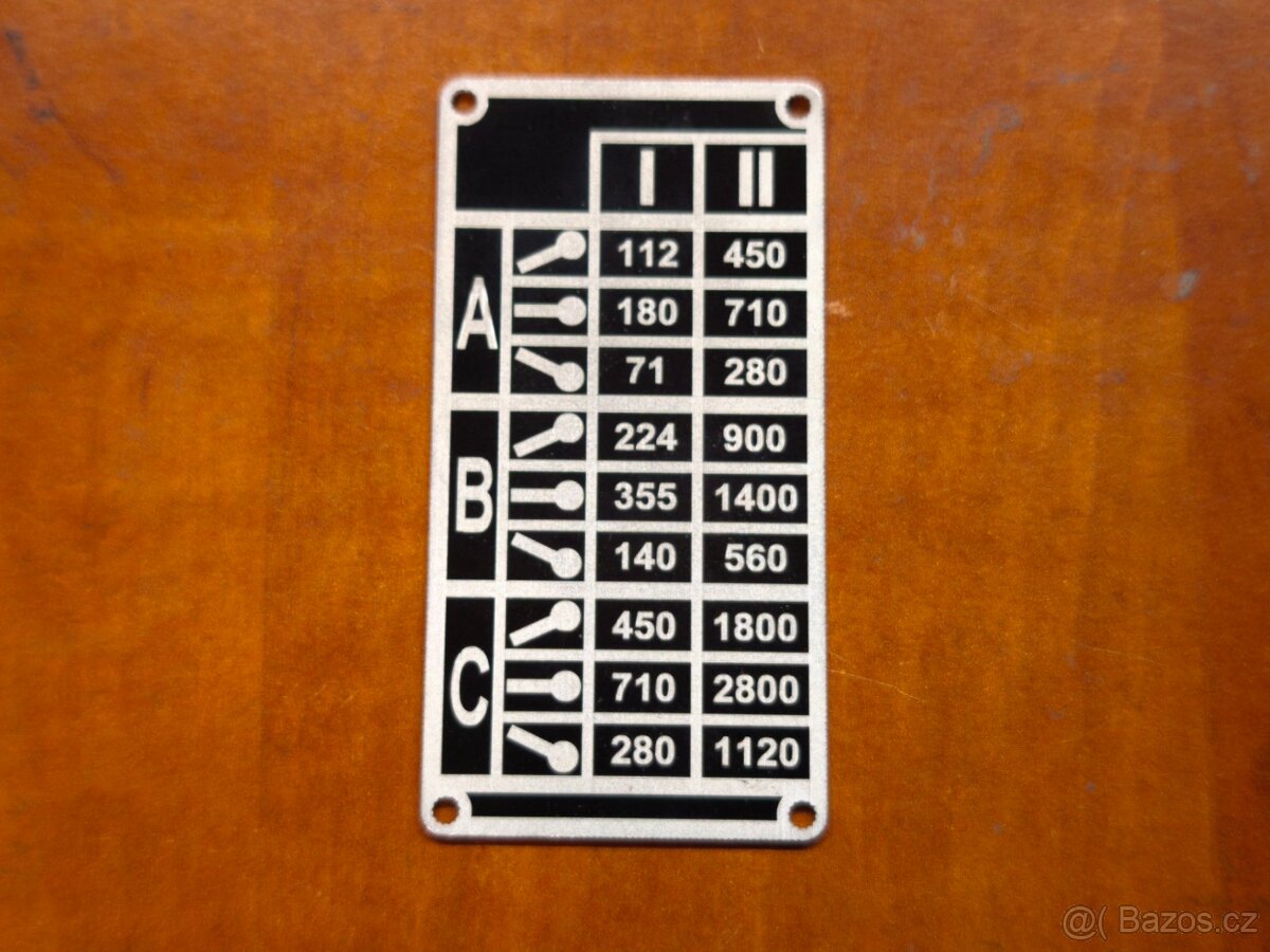 Štítky strojní vrtačky VS 20 a V 20 - 3