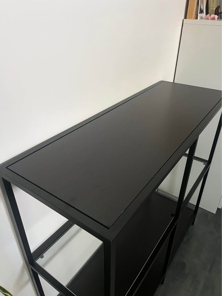 Ikea VITTSJÖ Policový díl, černohnědá/sklo, 100x93 cm - 3