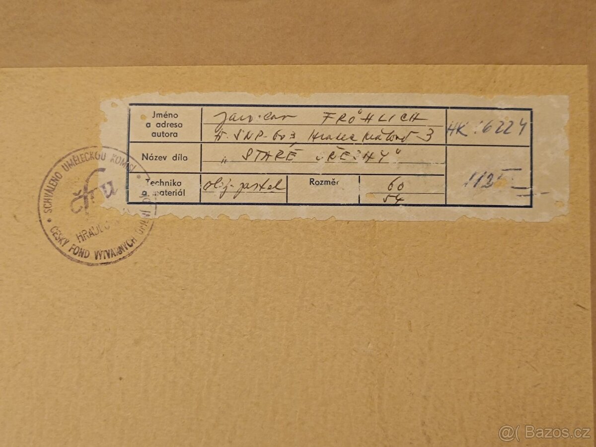 Obraz Jaroslav Frohlich, Staré ořechy 1972, olej 63x69 - 3