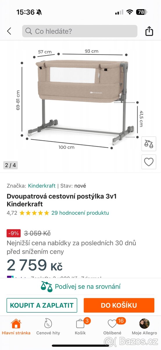 Postýlka + matrace - 3