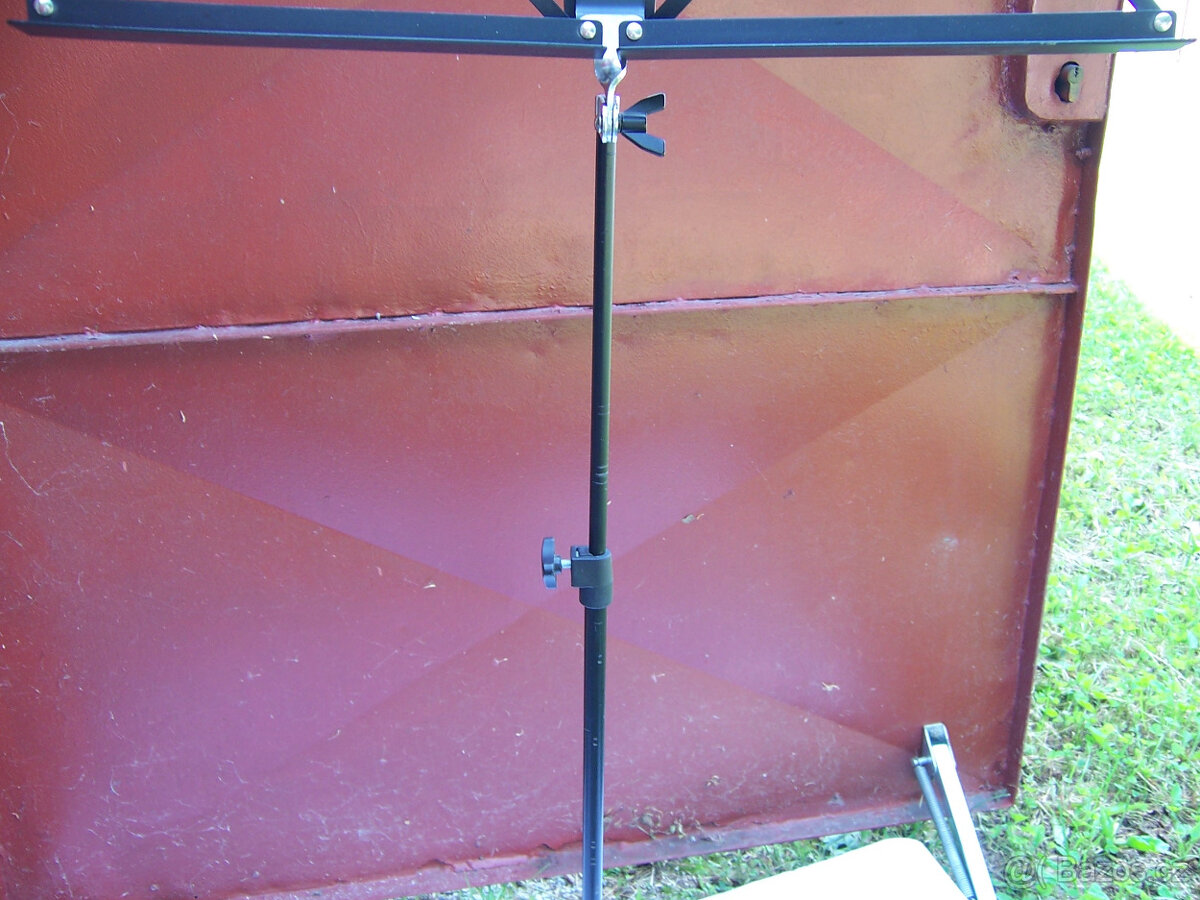 černý, kovový stojan na noty, rozkládací, stavitelný, - 3