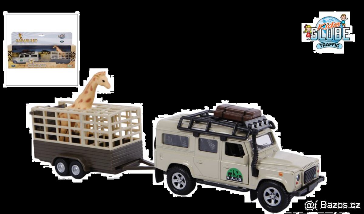 Kovové auto s přívěsem pro žirafu Hipo Safariset - 3