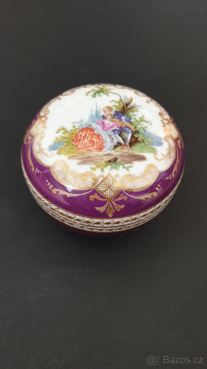 Starožitná porcelánová šperkovnice "Míšeňský Styl" - 3