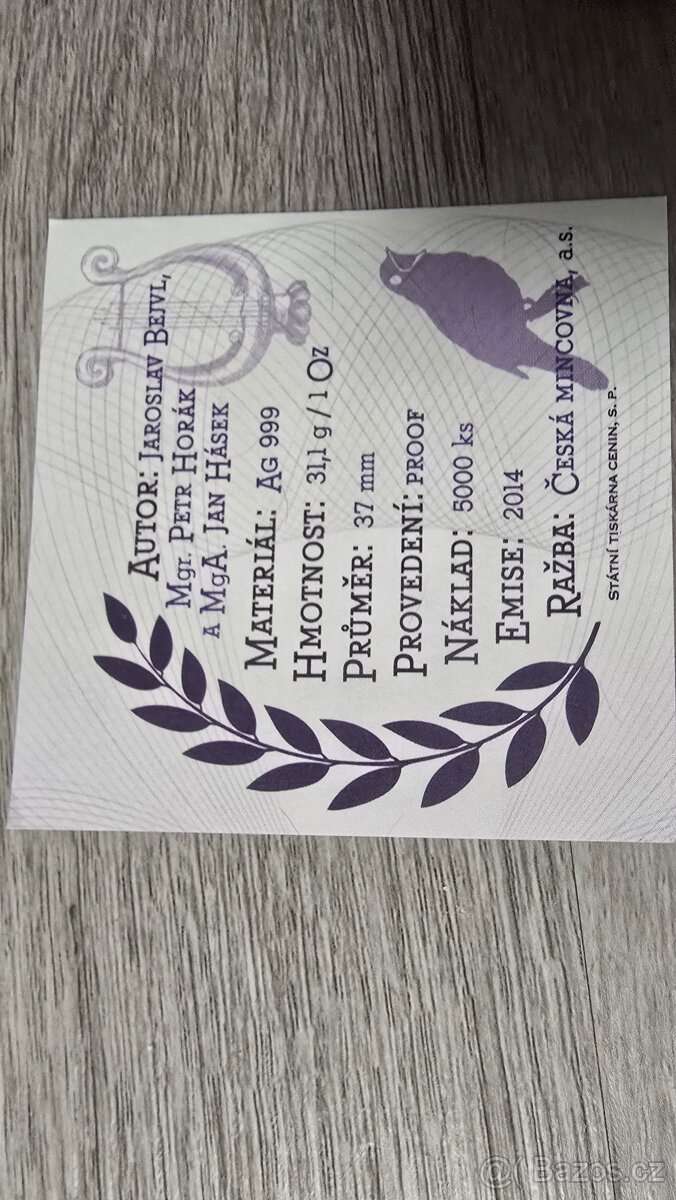 stříbrná investiční mince Karel Gott 1oz - 3