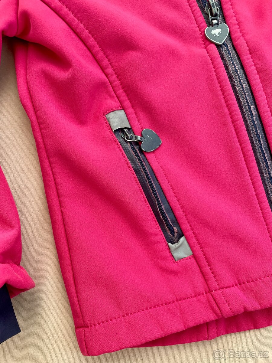 Tmavě růžová softshellová dívčí bunda s fleesem vel. 98 - 3
