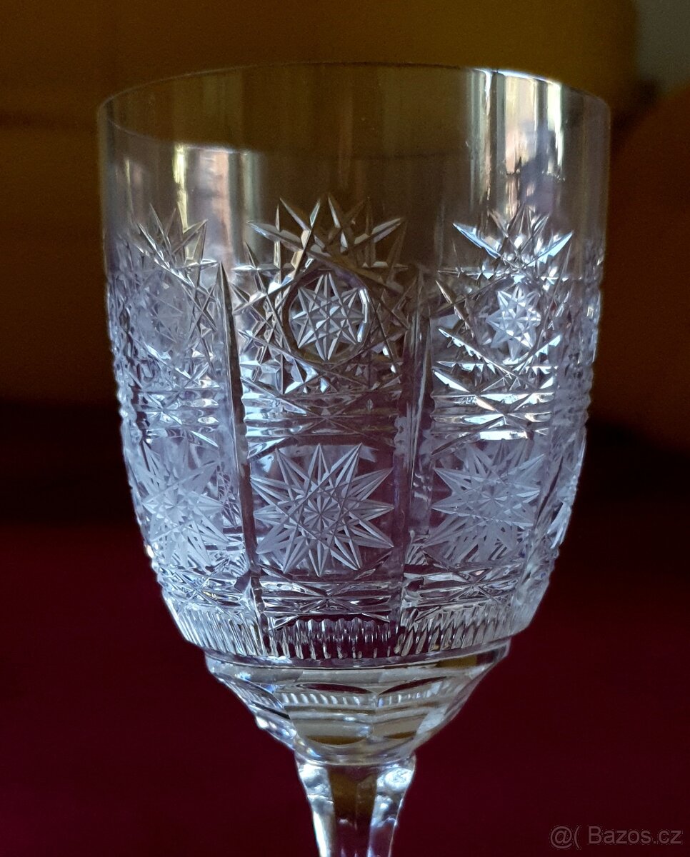6 skleniček na víno- Bohemia crystal broušené - 3