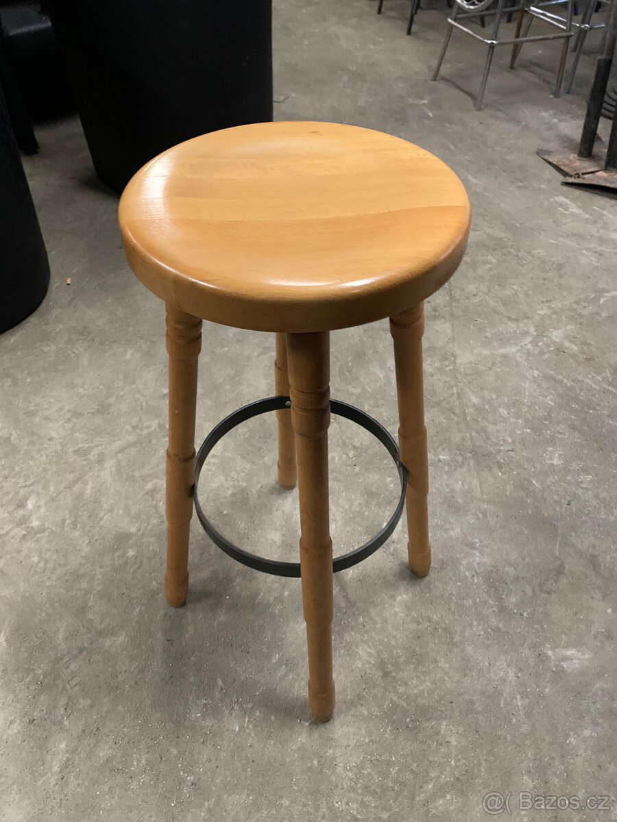 Barová židle dřevěná světle hnědá - použitá - 3