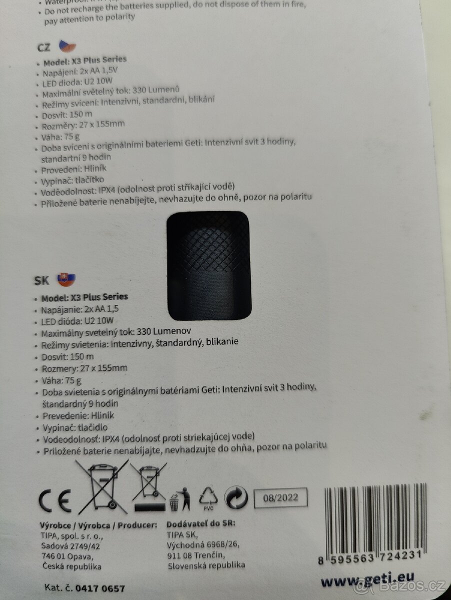 Prodám novou baterku, LED svítilnu X3 plus - 3