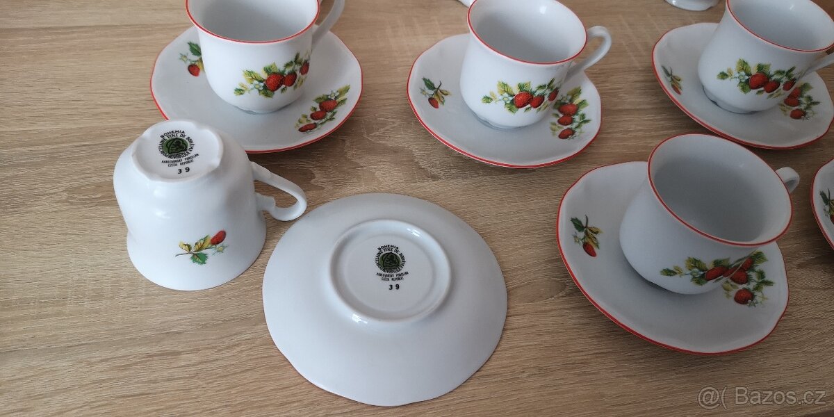 Ćajová sada motiv Jahody, porcelánka Nová Role - 3