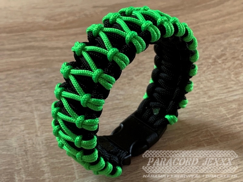 Paracord náramek (19,5 cm) black - neon - 3