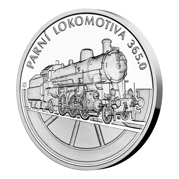 STŘÍBRNÁ MINCE NA KOLECH - PARNÍ LOKOMOTIVA 365.0 PROOF - 3