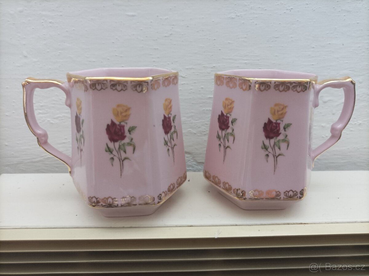 Hrnky - růžový porcelán - 3