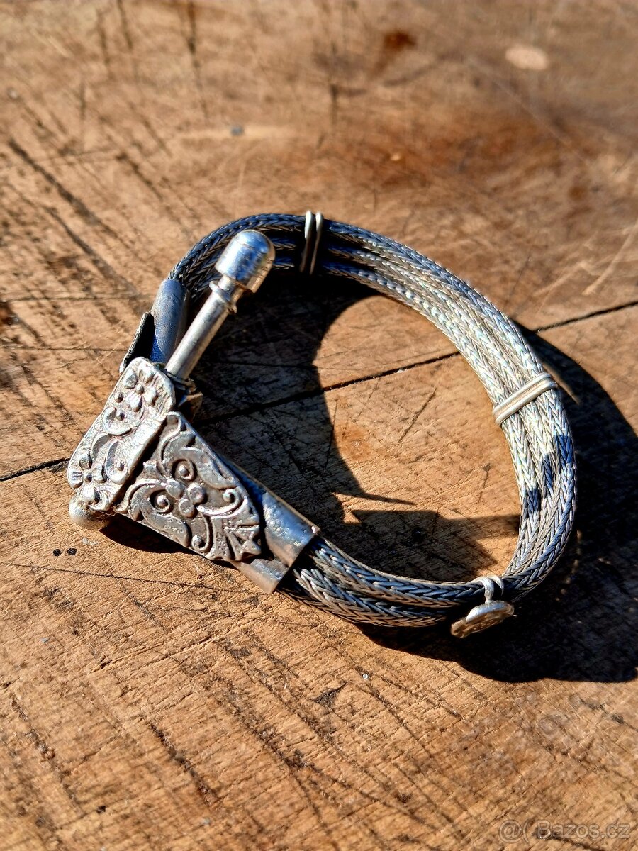 Stříbrný náramek starožitný - 3